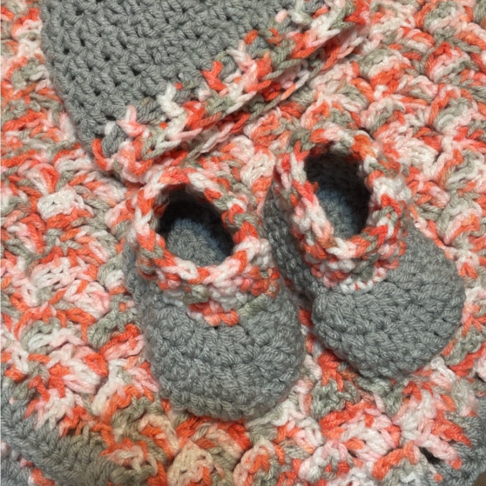 Handmade Gray and Pink Baby Booties Cozy Design